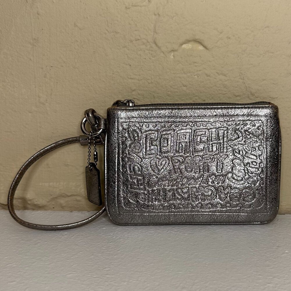 Vintage Coach Rare Poppy Metallic Wrislet Cluch Strap Wallet Bag